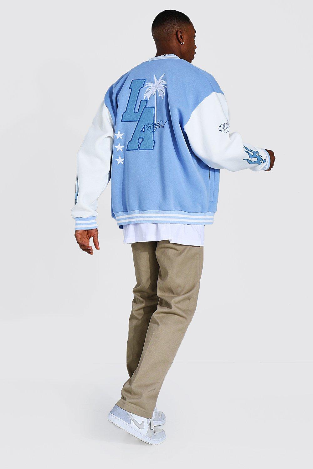 Light blue hotsell letterman jacket